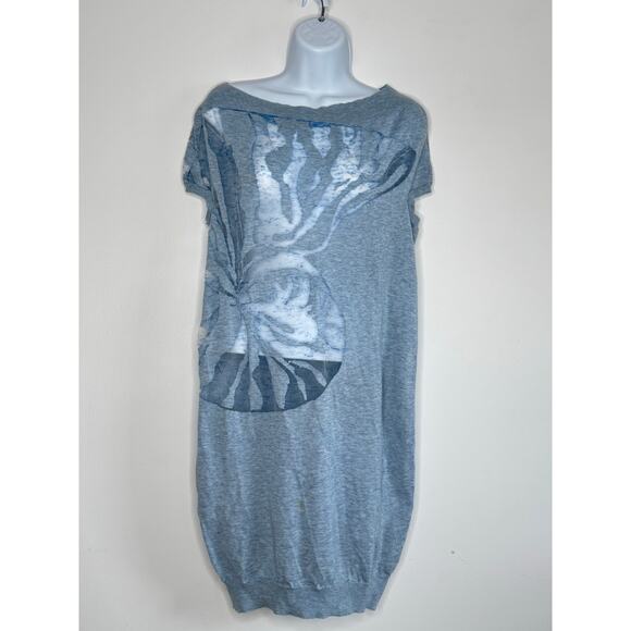Stella McCartney Dress Tunic Italy Cashmere Size US 6/8 Blue Knit Graphic Sheer - Picture 1 of 8
